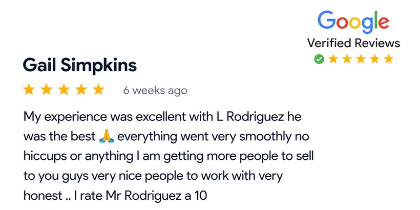 5-star Google review from Gail Simpkins
