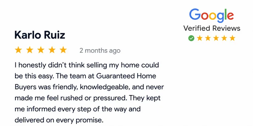 5-star Google review from Karlo Ruiz